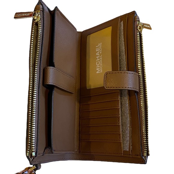 Michael Kors Jet Set Double Zip Brown Wallet NWT - Picture 11 of 13